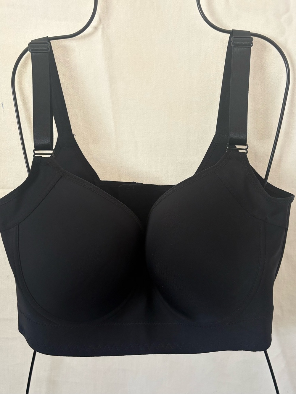 Seamless Black Support Bra with Molded Cups